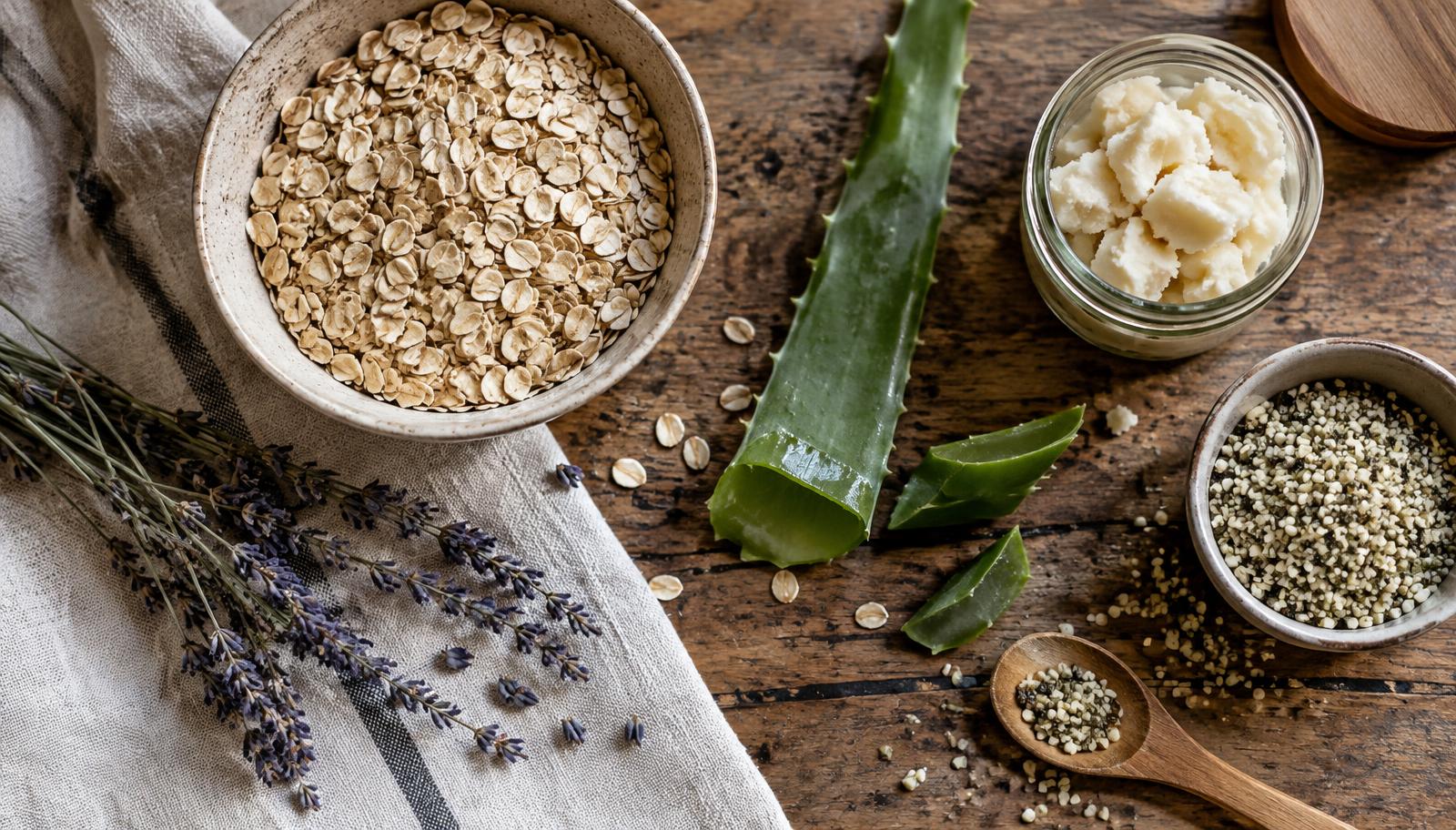 Tërshërë, aloe vera, livandë, gjalpë shea dhe fara kërpi